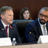 Article thumbnail: TOKYO, JAPAN - NOVEMBER 7: British Secretary of State for Defence Grant Shapps (L) and Foreign Secretary James Cleverly attend a meeting with Japan's Foreign Minister Yoko Kamikawa and Defence Minister Minoru Kihara (not pictured) at the Foreign Ministry on November 7, 2023, in Tokyo, Japan. James Cleverly is visiting Japan within the G7 Foreign Ministers meeting that is held on November 7 to 8, in the capital of Japan. (Photo by Franck Robichon - Pool/Getty Images)