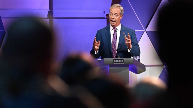 Article thumbnail: Nigel Farage injected virulence into the righteous anger at rishi Sunak (Photo by JEFF OVERS/BBC/AFP via Getty Images)