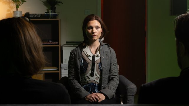 Article thumbnail: Pictured: MyAnna Buring as Victoria Cilliers The Fall: Skydive Murder Plot Channel 4 TV still