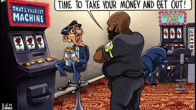 Article thumbnail: Ben Jennings cartoon Rishi Sunak betting casino General Election