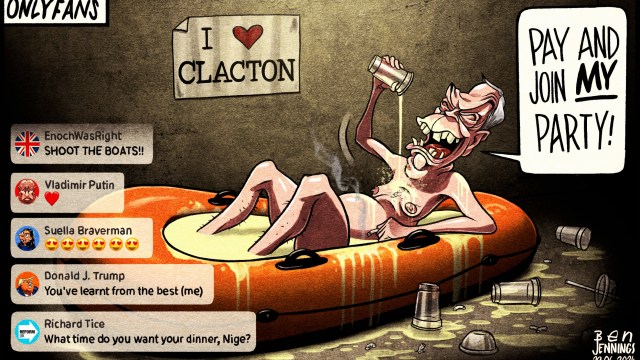 Article thumbnail: Ben Jennings cartoon Nigel Farage Clacton General Election