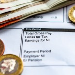 Article thumbnail: A payslip showing pay as you earn tax deductions, national insurance and pension contributions with some bank notes and coins.