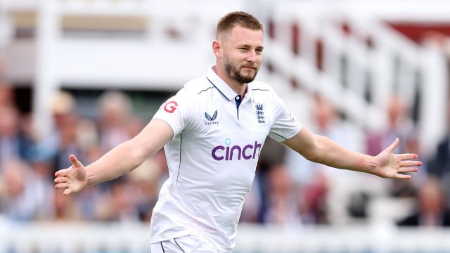 Article thumbnail: LONDON, ENGLAND - JULY 10: Gus Atkinson of England celebrates taking the wicket of Joshua Da Silva of West Indies during Day One of the 1st Rothesay Test Match between England and West Indies at Lord's Cricket Ground on July 10, 2024 in London, England. (Photo by Alex Davidson/Getty Images)