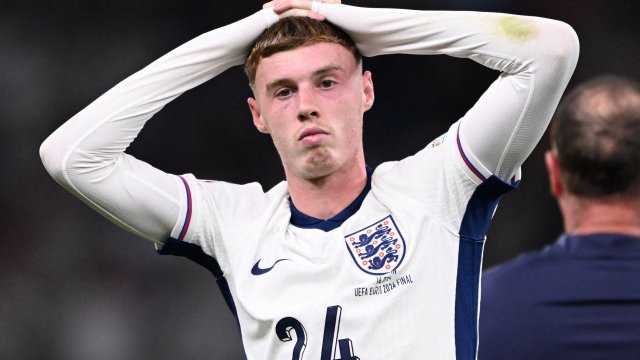 Article thumbnail: TOPSHOT - England's midfielder #24 Cole Palmer reacts after the UEFA Euro 2024 final football match between Spain and England at the Olympiastadion in Berlin on July 14, 2024. (Photo by Kirill KUDRYAVTSEV / AFP) (Photo by KIRILL KUDRYAVTSEV/AFP via Getty Images)