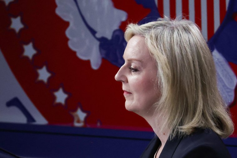 Britain's former Prime Minister Liz Truss attends Day 2 of the Republican National Convention (RNC), at the Fiserv Forum in Milwaukee, Wisconsin, U.S., July 16, 2024. REUTERS/Jeenah Moon